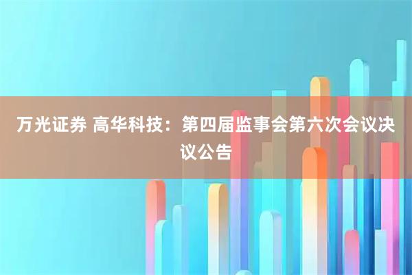 万光证券 高华科技：第四届监事会第六次会议决议公告